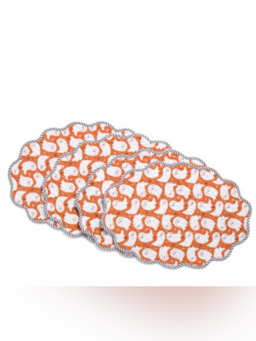Artonomo Creatives Orange Ghost Reversible Quilted Halloween Placemats Set of 4
